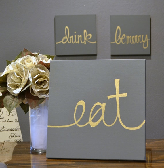 Eat Drink Be Merry Canvas 3 Pack Wall Art Paintings Value