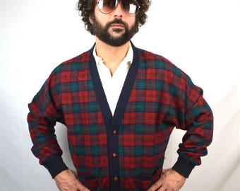 Vintage Pendleton Cardigan Wool Plaid Sweater