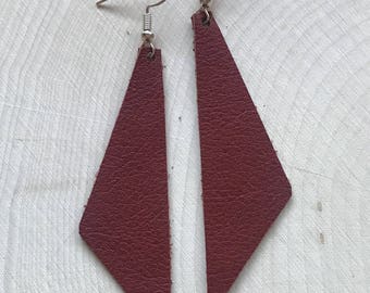 Perfect Angle Leather Earrings {Mahogany Brown}