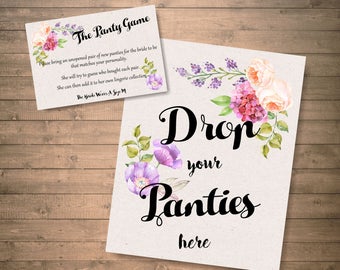 bridal shower panty game, lingerie shower game, rustic wedding shower, bridal shower games, instant download, party printables - br43