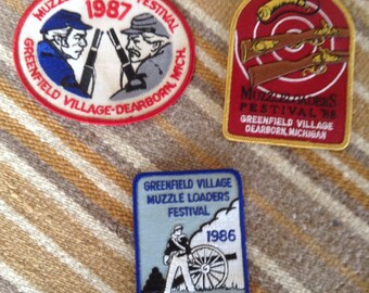 1986-88 Greenfield Village Muzzle Loaders Festival Dearborn, Michigan patches