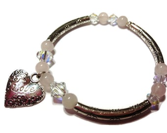 Love Bracelet, Bangle Bracelet, Valentines Jewelry, Heart Bracelet, For Her