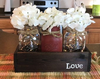 Mason Jar Decor, Mothers Day Gifts, Lighted Mason Jar Decor, Painted Mason Jars, Mothers Day Gift From Son, Mothers Day Gift From Daughter