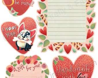 Printable Valentines Day Pack Cards // Valentines Kit // Valentines Day Pack // Digitial Valentines Day Cards // Valentines Day Tags Print