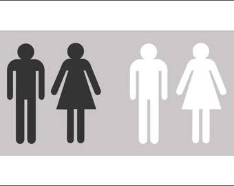 Large Acrylic Restroom Figures - Male & Female Silhouette Set - FREE SHIPPING