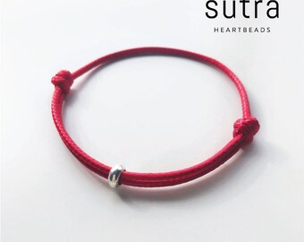 Red String Bracelet with Silver Bead, Vegan Waxed Cord Bracelet, Thread Bracelet, Men, Women Bracelet, Friendship, Homme Bracelet