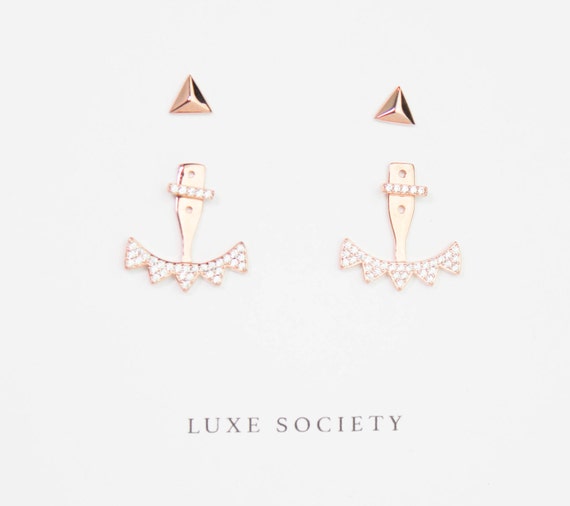 Rose Gold Ear Jackets Diamond Ear Jacket Ear Climbers Ear
