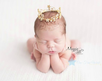 Baby Crown headband, gold crown, princess crown, rhinestone crown, infant crown headband, newborn crown headband, photo prop, infant tiara