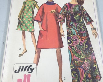 Vintage Simplicity 7376 Cut Sewing Pattern Size 12 Bust 32 Jiffy Easy Cut Easy Sew Retro 1960s Dress