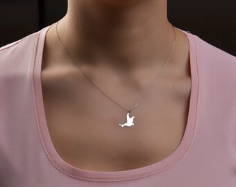 14K Gold Bird Necklace/Handmade Gold Bird Necklace Available in 14k Gold, White Gold or Rose Gold