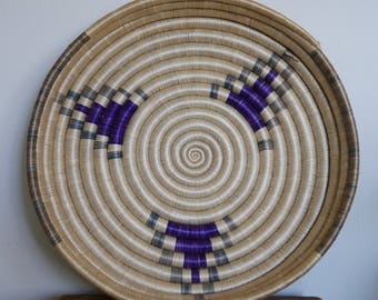 Vintage Woven Coiled Wall Basket, Boho basket, Wall Decor Woven, Winnowing Basket