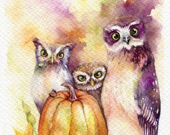 PRINT – Welcome Halloween Watercolor painting 7.5 x 11”
