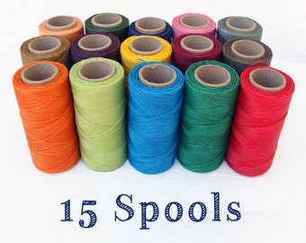 15 Spools Of Your Choice of Waxed Polyester Cord for Macrame Linhasita Wholesale Bulk
