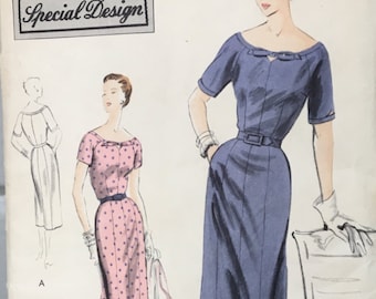 vintage Vogue S-4314 pattern, size 14, bust 32, hip 35, women's dress, 1952, sewing pattern condé nast publication