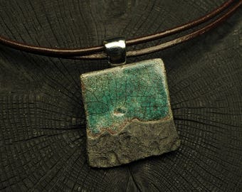 Raku Necklace - Landscape - Handmade Raku necklace - OOAK