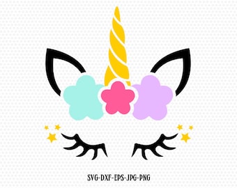 unicorn svg, unicorn eyelashes, unicorn birthday svg, Magical unicorn svg,, unicorn face svg, Cricut, Silhouette Cut File, SVG DXF EPS