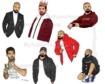 7 Drake stickers - funny drake faces - celebrity stickers - hotline bling - drizzy sticker, drizzy sticker