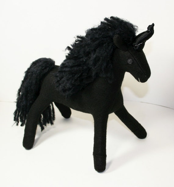 Night Chaser Black Unicorn Fantasy Plush Stuffed Unicorn