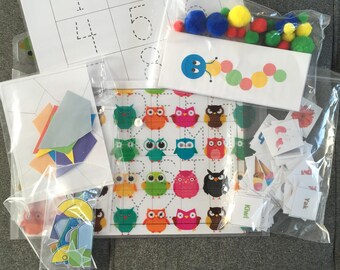 3 - 6 year old. Busy book. Busy bag. Winter activity. Learning kit. Preschool activity. Learning and having fun.Toddler learning folder