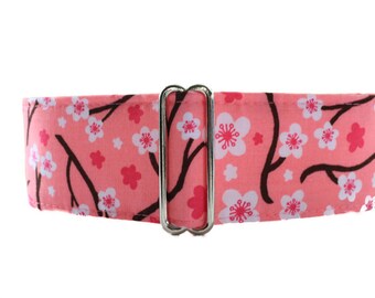 Pink Martingale Collar, 2 Inch Martingale Collar, Cherry Blossom Martingale Collar, Pink Dog Collar, Sighthound Collar