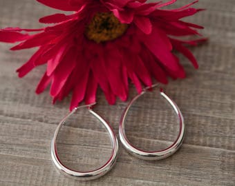 Sterling Silver Oval Hoop Earrings