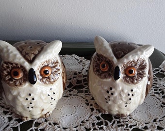 Vintage Ceramic Owl Salt and Pepper Shakers