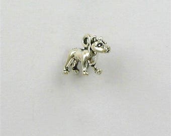 Sterling Silver 3-D Miniature Pit Bull Charm