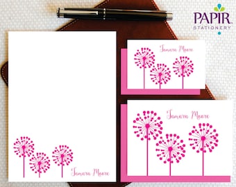 Personalized Stationery Set Personalized Stationary DANDELION Note Cards and Notepad Custom Stationery Set Personalized Gift for Her GCS008