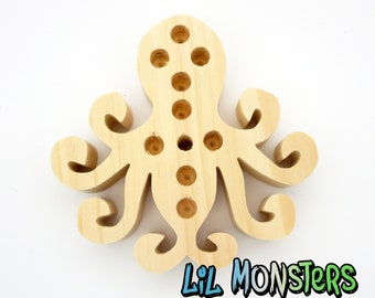 Inky - Underwater Sea Octopus Themed Toy with Pine, Wood Beads and/or millet for foraging for small parrots and birds (cockatiels, conures)