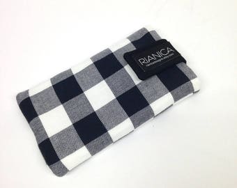 Buffalo plaid fabric glasses cover case