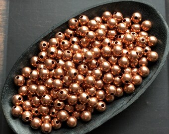 6mm Copper Beads Round Smooth Copper Ball Beads Package of 50 Pieces