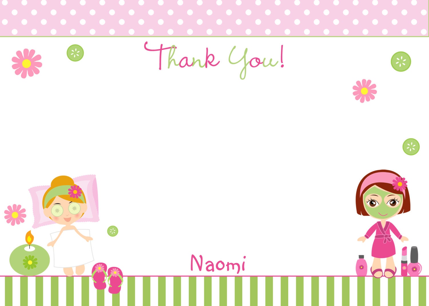 Spa Birthday Party Thank You Note Girls Spa Birthday Party Thank You Note Girls