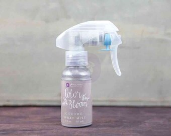 New Item: Prima - Color Bloom Spray Mist -Chrome 2oz bottle. Mica Shimmer. Metallic, High velocity sprayer, Scrapbook