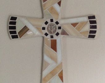 Unique Wall Cross, Mothers Day Gift,Mosaic Wall Cross, Wall Cross, Hand Made Wall Cross, Glass Wall Cross, Stained Glass Wall Cross,