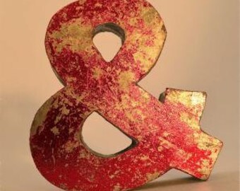 Fantastic retro vintage style red ampersand metal shop sign