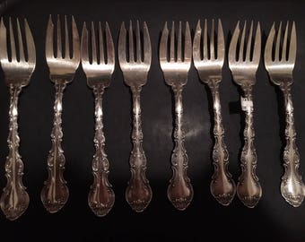 Set of 8 Gorham Strasbourg sterling salad forks
