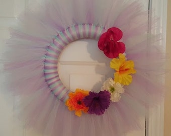 Spring Themed Tulle Door Wreath