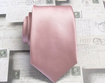 Dusty Rose Pink Necktie With *FREE* Matching Pocket Square Set