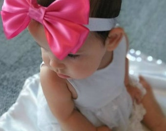 Big hot pink bow headband