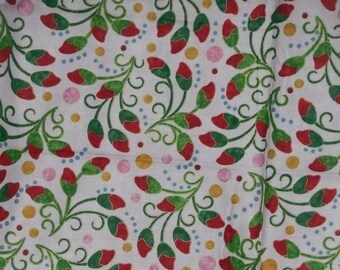 Floral Fabric 1 Yd Bliss Jane Spolar Red Flower Buds Metallic Cotton Northcott Remnant