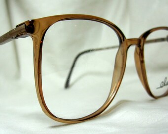 Vintage 80s Oversized Eyeglass Frames. Large Brown Glasses.