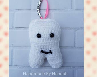 Handmade crochet tooth fairy pillow