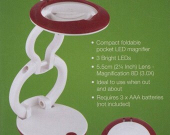 Yo Yo MAGNIFIER LIGHT - Compact, Foldable, Lighted Magnifier by Daylight - great for sewing, crafts, needlepoint, travel and more