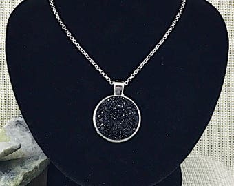 Black Druzy Necklace - Drusy - Statement Necklace - Pendant - Black - Druzy - Necklace - Jewelry - Bridesmaid Necklace - Bridesmaid Gifts -