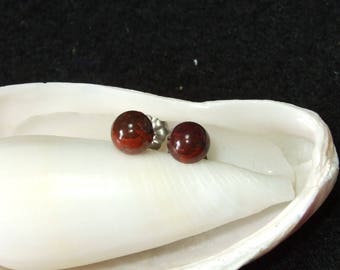 Ear Studs 6mm Poppy Jasper Titanium Posts and Clutches Hypo Allergenic Made in Newfoundland Relaxation