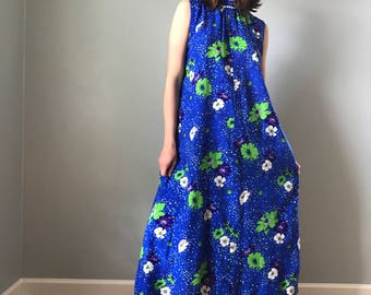 Vintage 70s Hawaiian Maxi Tent Dress