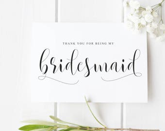 Bridesmaid Thank You Card, Thank You For Being My Bridesmaid, Wedding Thank You Card, Bride Tribe Thank You Card