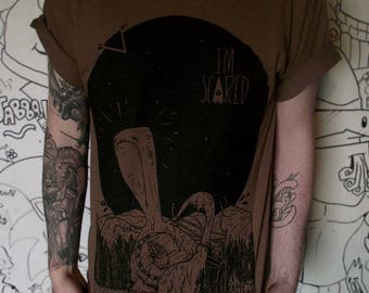 I'm Scared T-shirt Brown