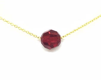 Gold plated Choker necklace yellow red/burgundy swarovski.