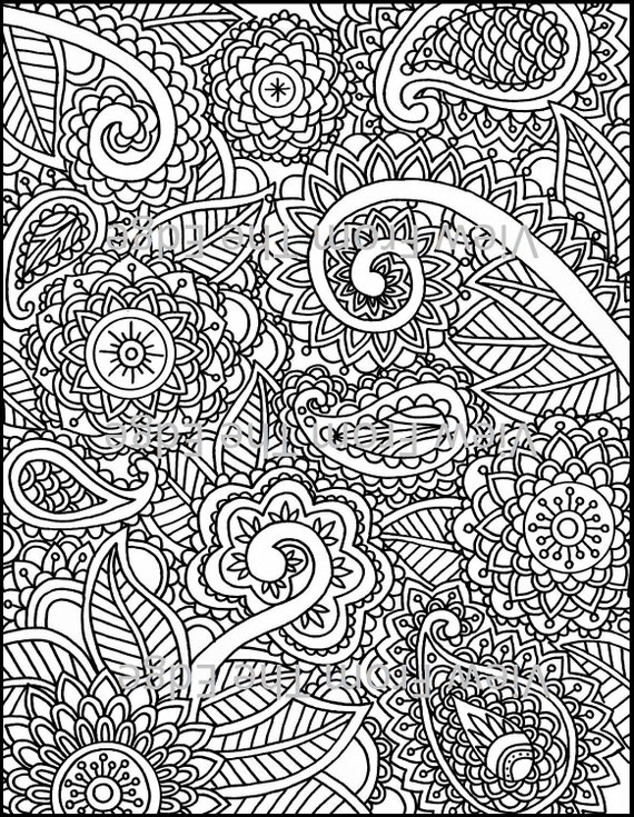 Mehndi Coloring Page Henna Adult Printable PDF Original Design
